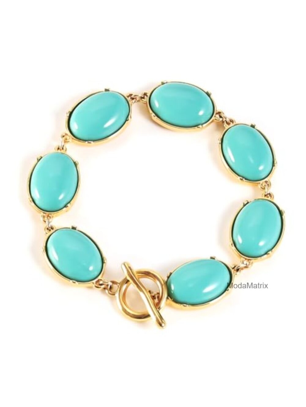 18K Gold Plated Turquoise Charm Dainty Stackable Bracelet Toggle Clasp